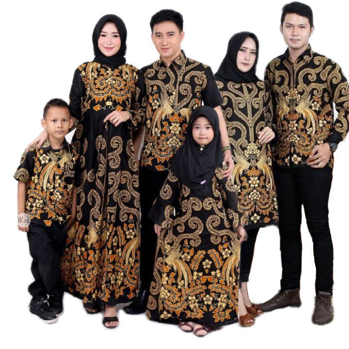 Promo Batik Couple Keluarga Sarimbit Sania Ruffle Batik Ori Ndoro Jowi Motif Pari Emas