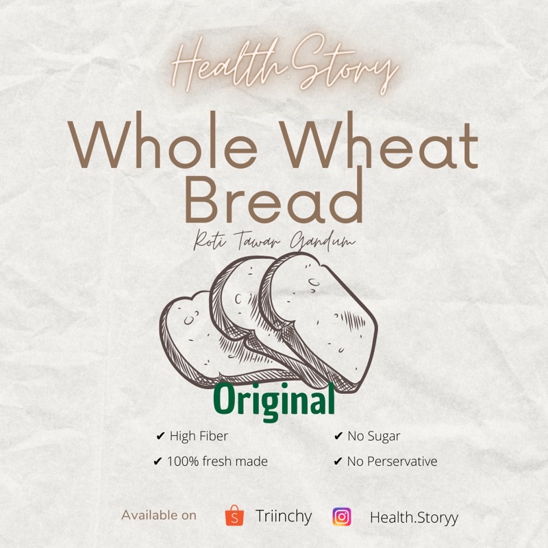 Jual Roti Tawar Gandum No Sugar Whole Wheat Bread No Sugar Best For