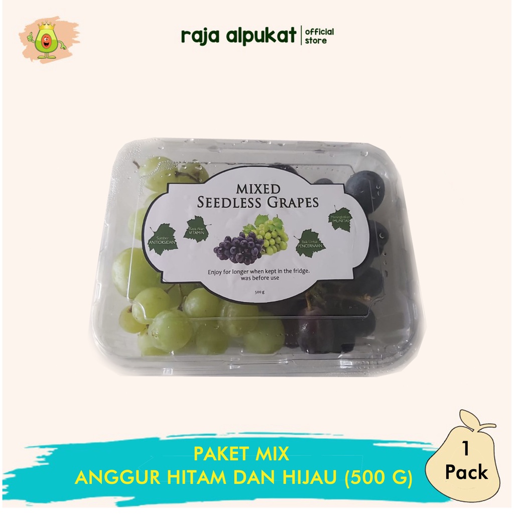 

Paket Mix Anggur Hijau dan Hitam Non Biji