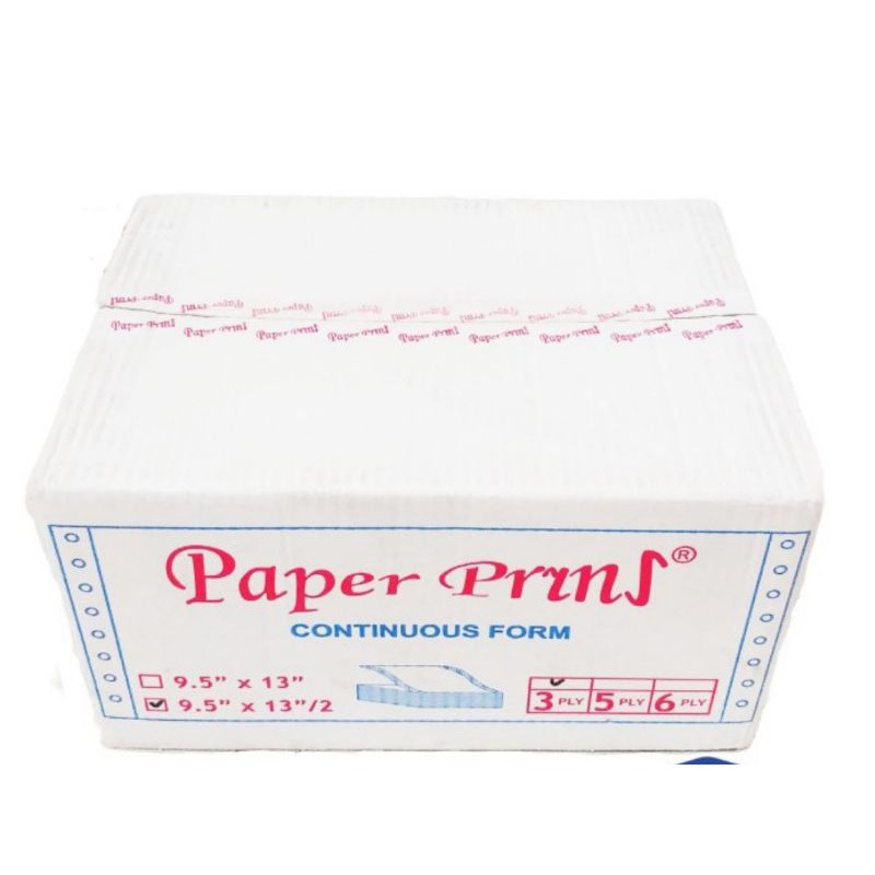 Kertas komputer continuous form 9.5x13&quot; 3ply utuh atau bagi 2