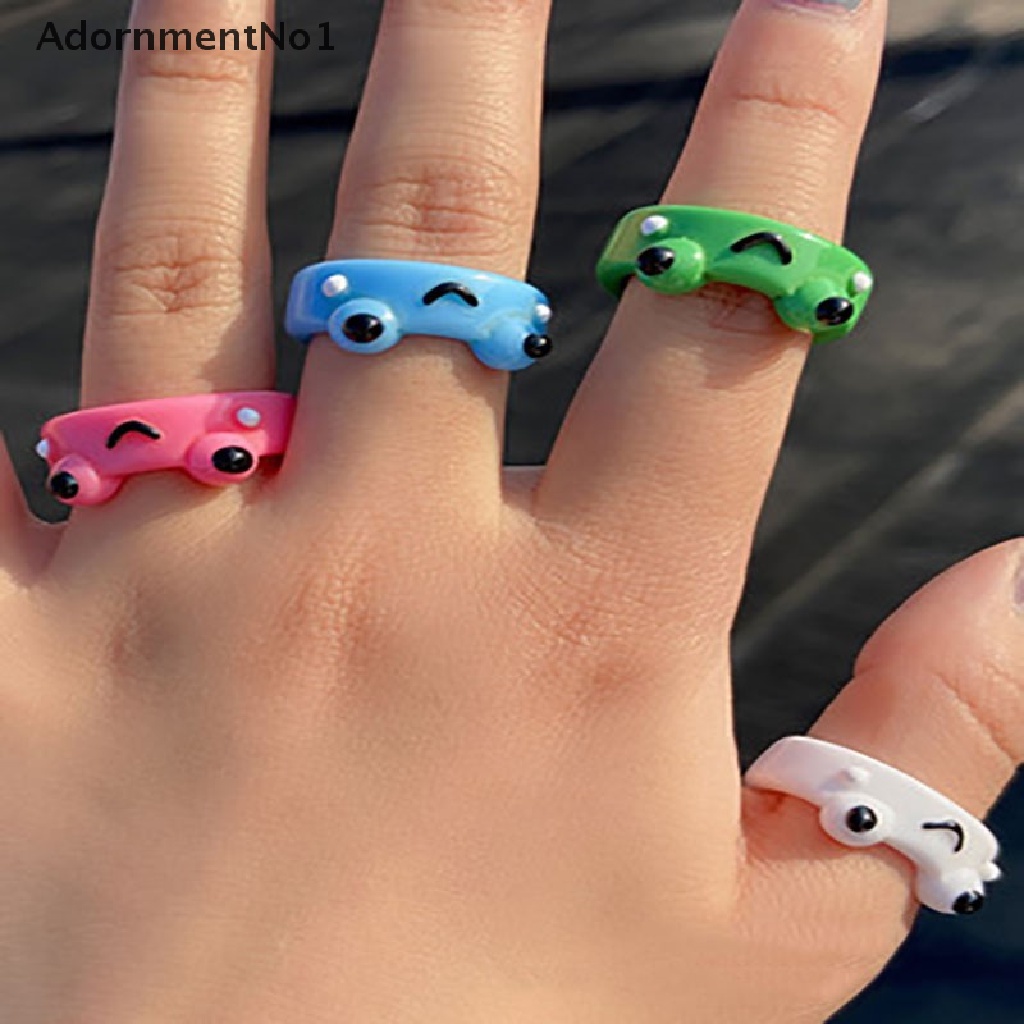 (AdornmentNo1) Cincin Bentuk Katak Bahan Polymer Clay Resin Untuk Wanita