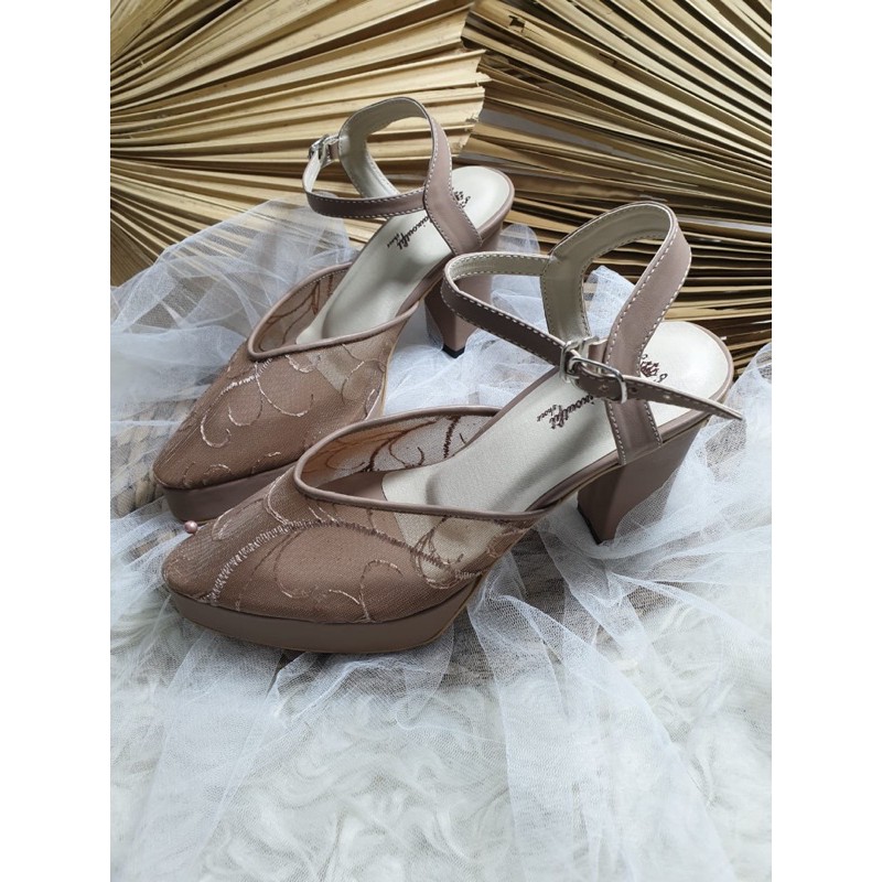 sepatu alummi mocca tali 9cm bahan