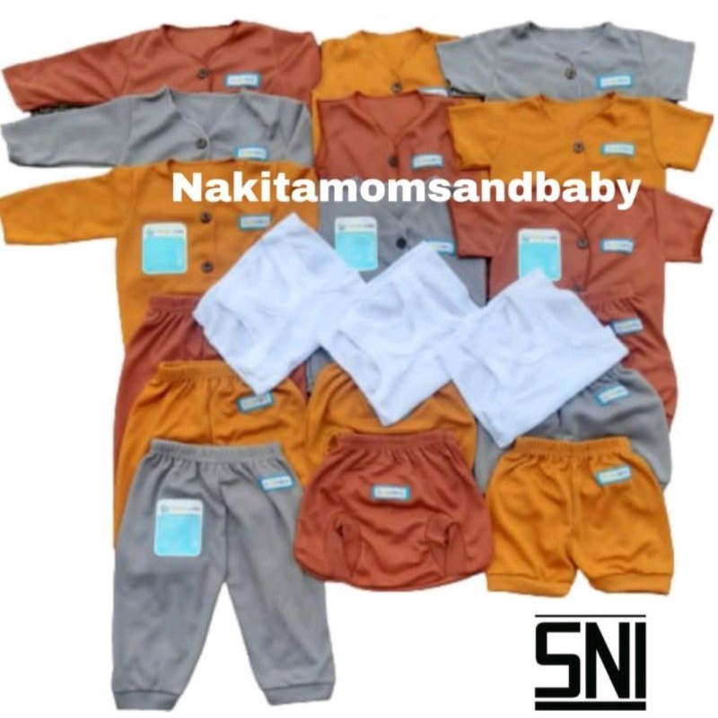 24pcs Paket Hemat Platinum Perlengkapan Baju bayi celana kado sarung tangan singlet Baru Lahir SNI Promo 8.8