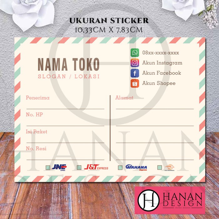 

Stiker Label Pengiriman Paket Olshop Online Shop Custom - Motif Postcard