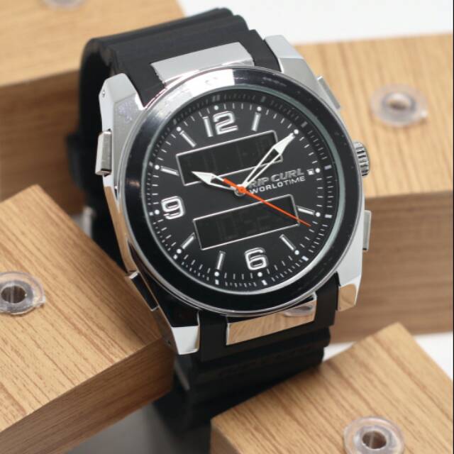 JAM TANGAN PRIA/COWOK RIPCURL DUAL TIME KW SUPER KARET TERBARU ANTI AIR ELEGANT HARGA BERSAHABAT..