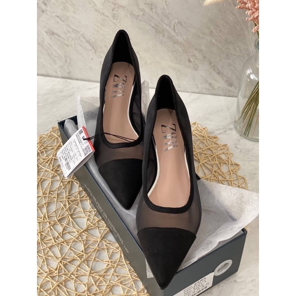 Sepatu Datar Teplek Balet Transparan Wanita ZR Mesh Ballet Transparant Flatshoes Premium Import Hita