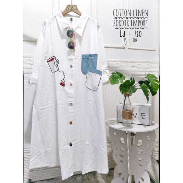 Tunik katun linen import jumbo