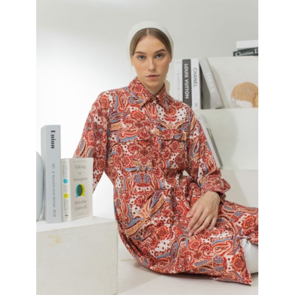 Tunik Wrap Maroko Long Tunik Katun Rayon Premium Tunik Rayon Busui Morocan wrap Tunic Corak Mewah Dr