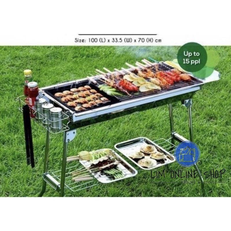 Alat Panggangan Pemanggang Bakar BBQ BARBEQUE Grill Portable Stainless Steel Besar Kualitas Premium