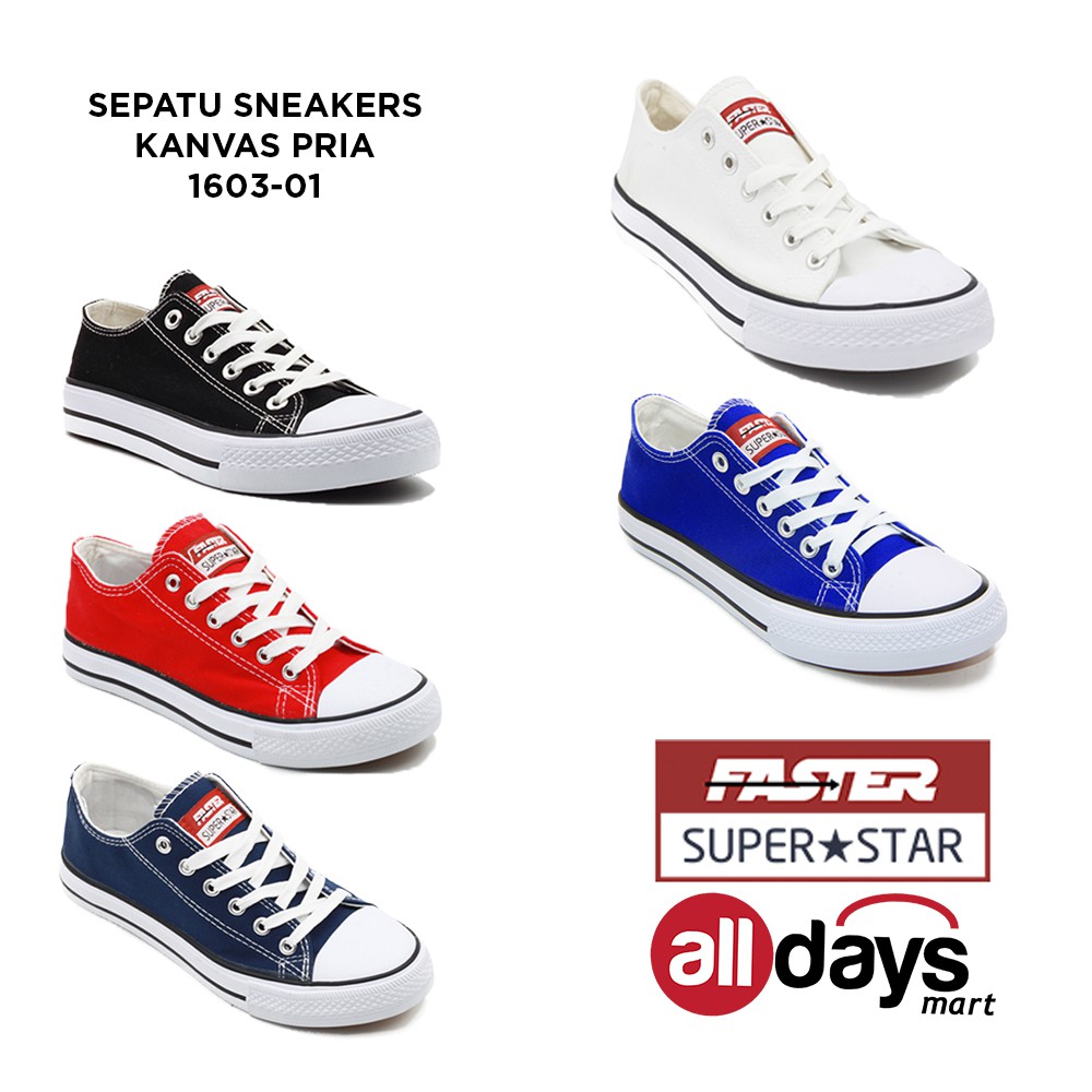 Faster Sepatu Sneakers Casual Kanvas Pria &amp; Wanita 1603-01 &amp; 03 Size 36-45