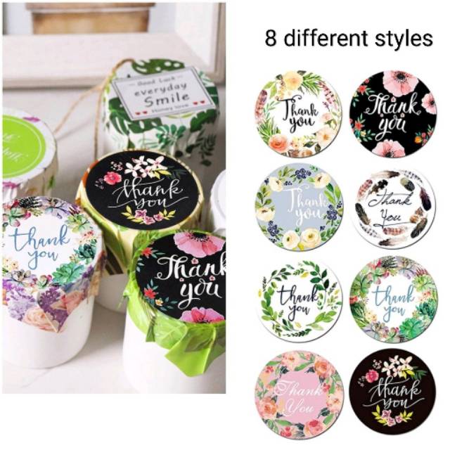 

1 roll 500pcs Label Sticker Thank You 8 motif flower shabby chic II Segel Kemasan Packaging Sealer kantong plastik Stiker terima kasih dekorasi hiasan kue dus kotak paperbag plastik cookies permen candy bag