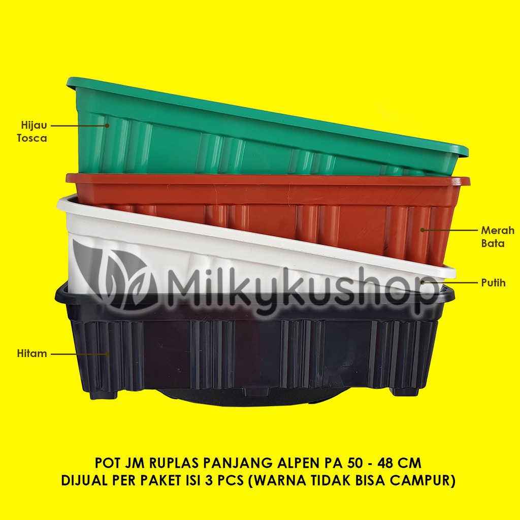 POT JM RUPLAS PANJANG ALPEN PA50 - 48 CM  PAKET 3 PCS - POT BUNGA