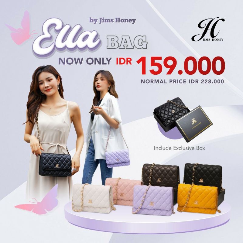 ELLA BAG JIMSHONEY 100% ORIGINAL WITH BOX TAS SELEMPANG WANITA CLUTCH FASHION IMPORT MURAH COD