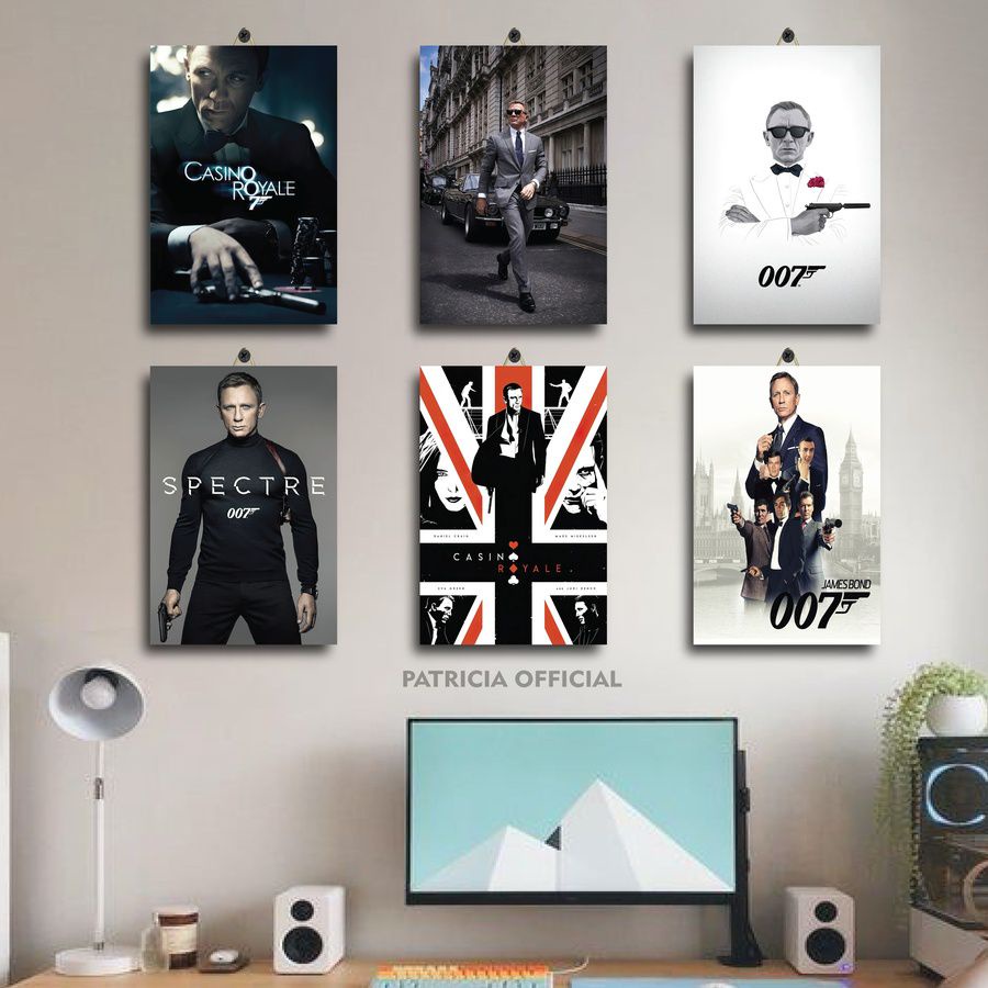 DEKORASI RUANG KAYU MOVIE PIERCE BROSNAN JAMES BOND 20X30 ZM3EV/HF76Q/ PAJANGAN RUANG GAMING FILM SP