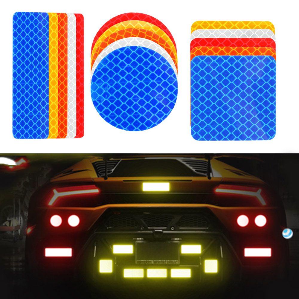 Top 1/4Pcs Strip Reflektif Mobil Stiker Bumper Pintu Kotak/Biru/Orange/Putih/Kuning Baru