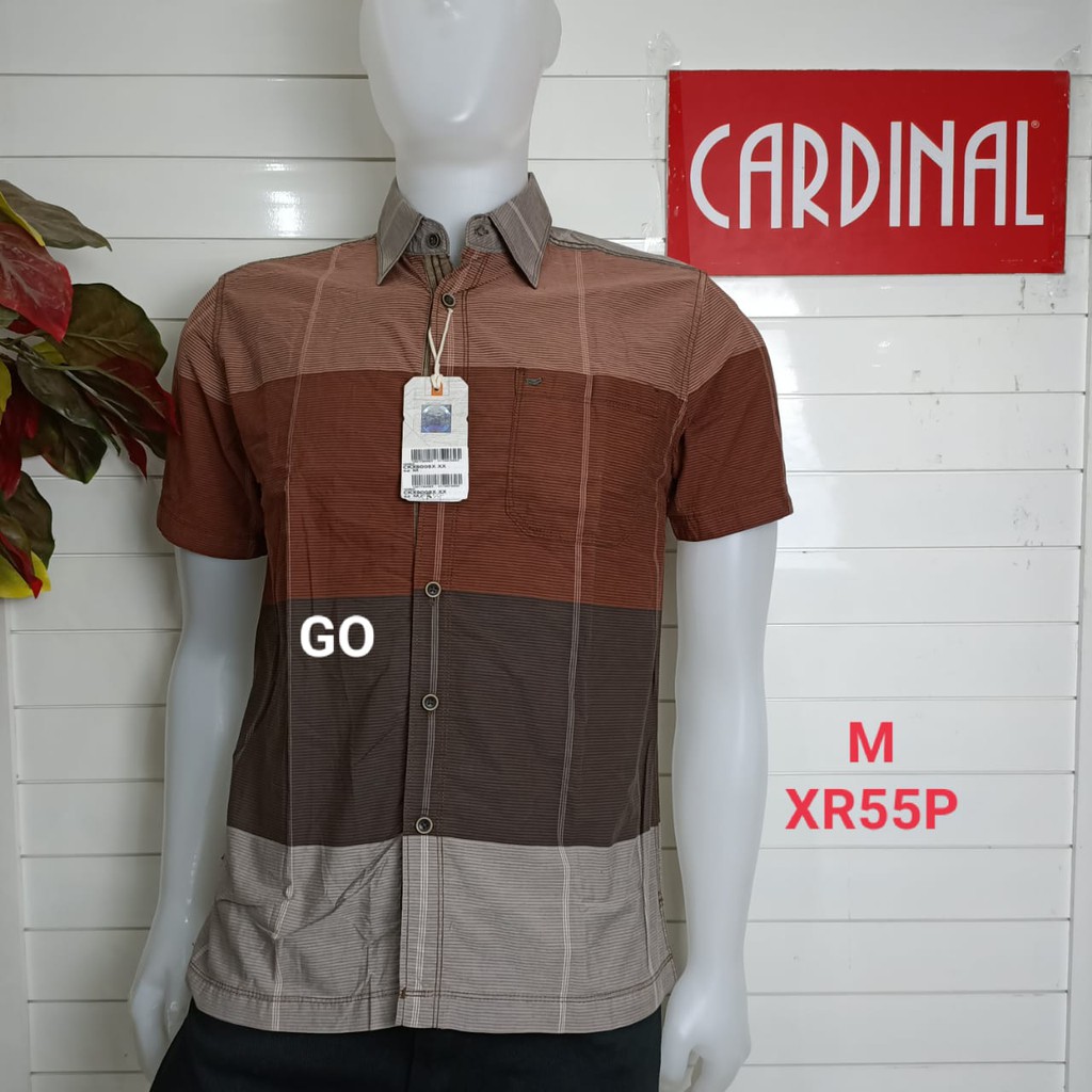 gof M CARDINAL KEMEJA CASUAL Pakaian Atasan Pria Kemeja Reguler Hem Casual Santai Lengan Pendek