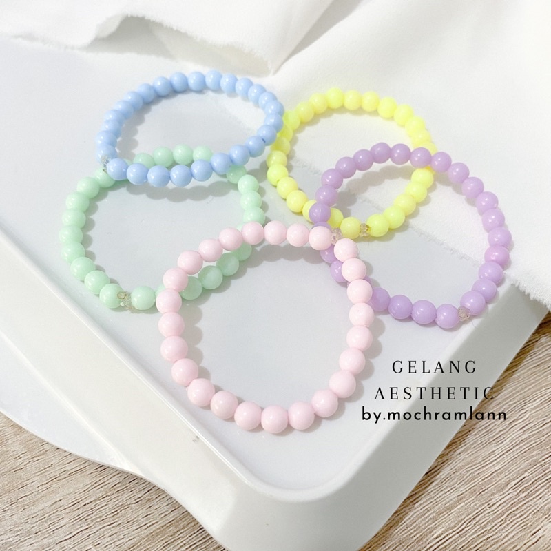 GELANG BASIC POLOS SIMPLE PASTEL / GELANG MANIK KOREA / GELANG POLOS PASTEL COLORFUL