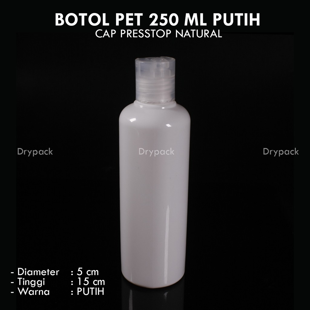 Botol PET 250 ML Putih Presstop