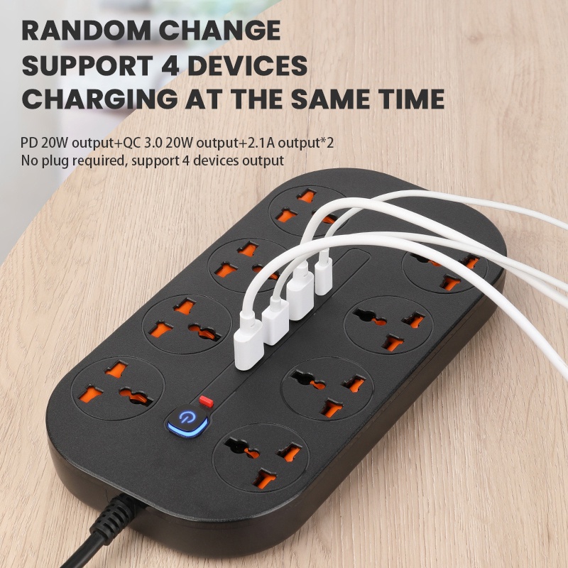 Power Strip Stop Kontak Listrik Extension USB Tipe C 20W QC Plug Euusuk Untuk Komputerhandphone