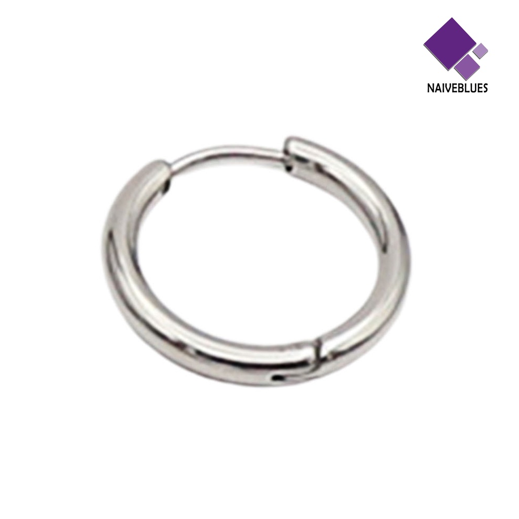 Naiveblue 1Pc Anting Bulat Simple Aksesoris Pria / Wanita