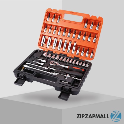 Peralatan Set Kunci Pas 53 in 1 / Kunci Pas Ring Set Terkiro Multifungsi Serbaguna Universal  / Tool Kit Set / Obeng Kunci Sok / Kunci Shock Shok Sok Soket Shoket 1 Set Terkiro Lengkap Panjang Original Promo Murah Original