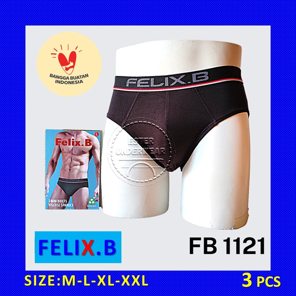 CELANA DALAM PRIA FELIX.B FB 1121 ISI 3 PCS | VISCOCSE SPANDEX