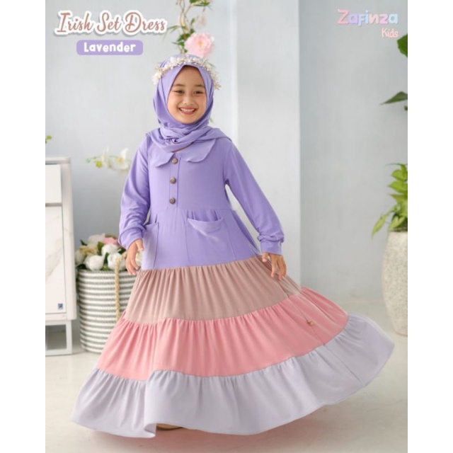 Gamis Set Anak Zafinza Kids Irish Set Dress Series