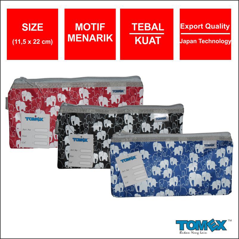 

Tomex Document Bag Tas Dokumen Kotak Pensil Tempat Pensil Resleting Motif Gajah B6