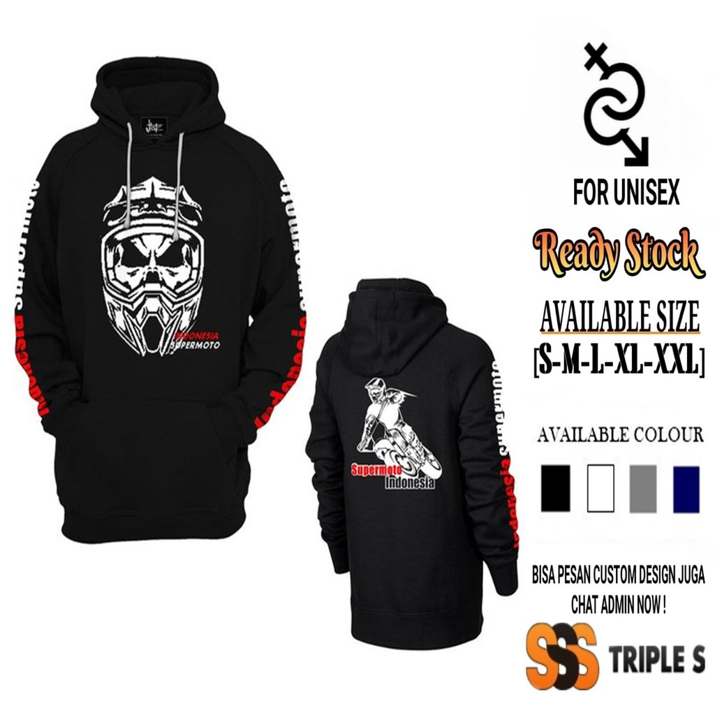 HOODIE JUMPER SUPERMOTO INDONESIA SKULL HELMET MOTOCROSS JACKET
