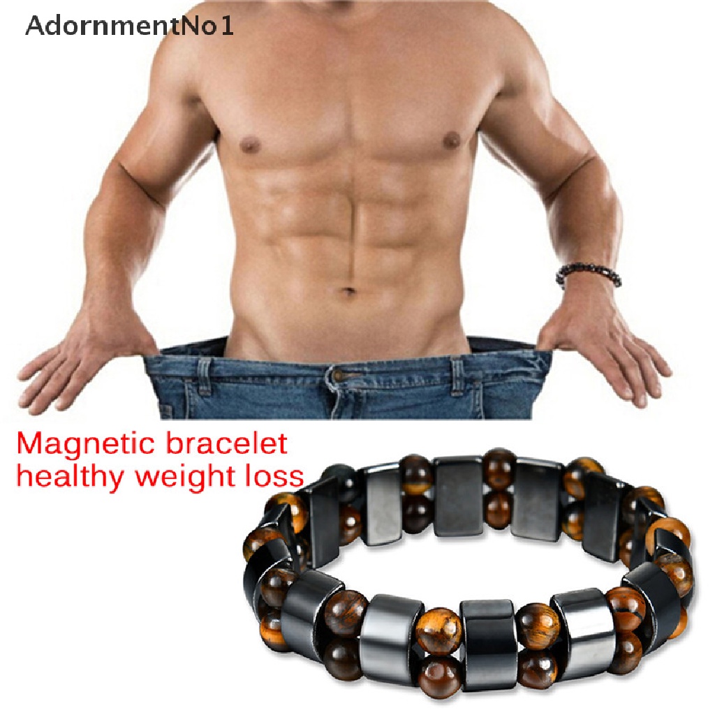 (AdornmentNo1) Gelang Tangan Batu Hematite Magnetik Warna Hitam Untuk Terapi Kesehatan / Menurunkan Berat Badan