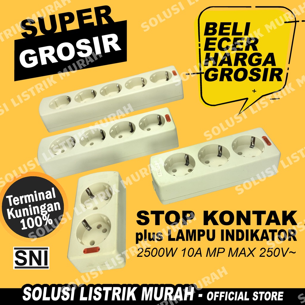 Stop Kontak Arde Tanpa Kabel Lubang 5, 4, 3, 2 Stopkontak Terminal Listrik Colokan Listrik