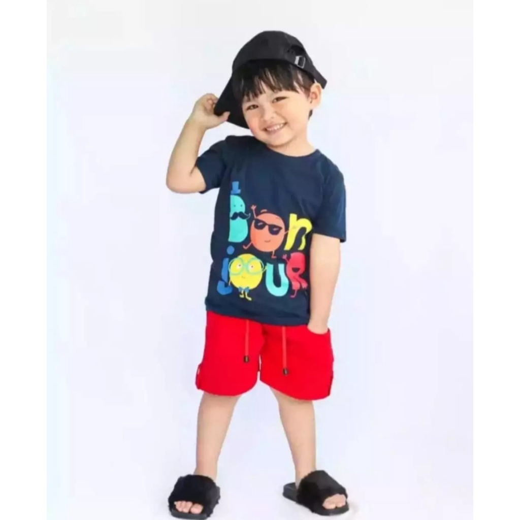 PROMO SETELAN BAJU ANAK MOTIF CROSS KID BOUNJOUR 1-5 TAHUN SETEL;AN BAJU ANAK LAKI LAKI DAN PEREMPUAN TERLARIS