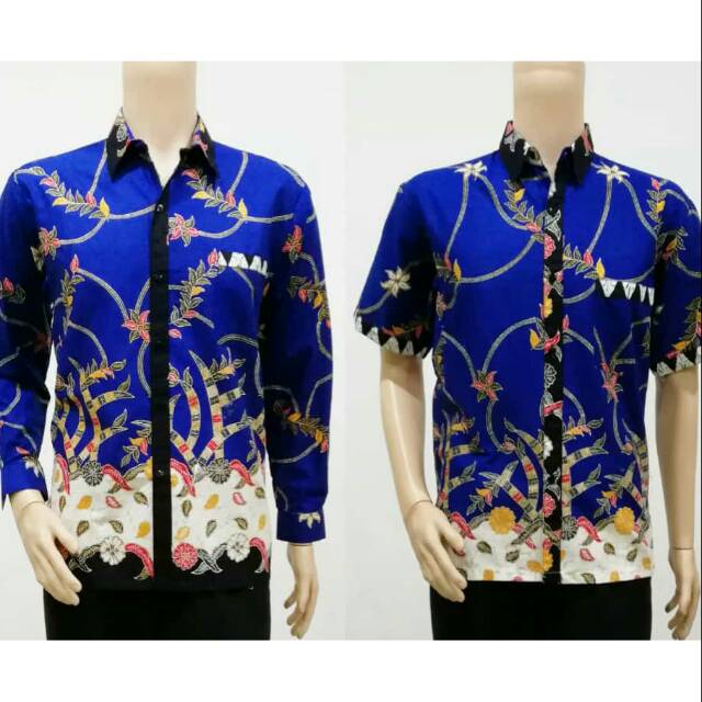 Hem batik lengan panjang kemeja pria NAURA MADURA lengan pendek