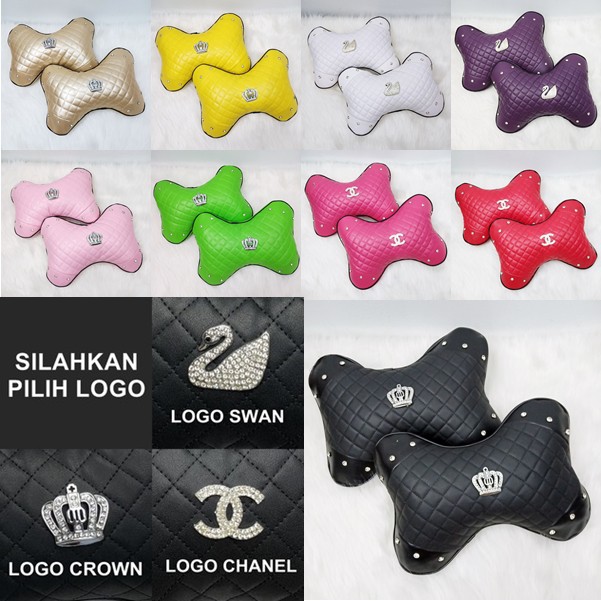 5 Color BANTAL KEPALA DAD MAHKOTA CROWN CHXNEL SWAN ANGSA Jok Mobil Headrest Pillow