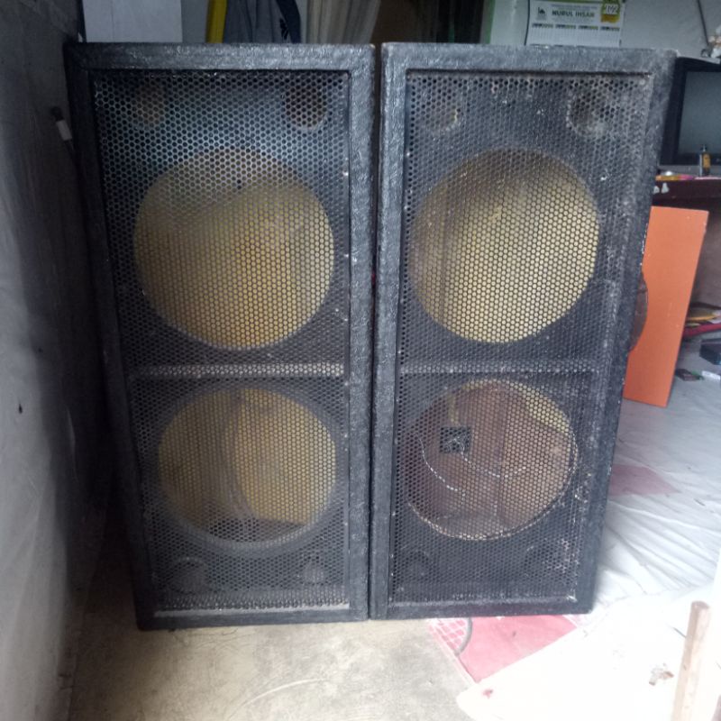 2 Box Speaker 15 Inch Double Model Kijing Sudah Resin Tanpa Gril & Crossover