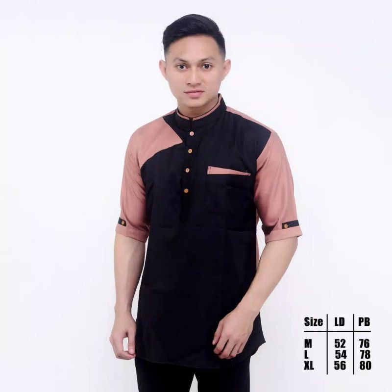 Baju Koko Kurta Dewasa Lengan Pendek Material Catton  Adem Serap Keringat