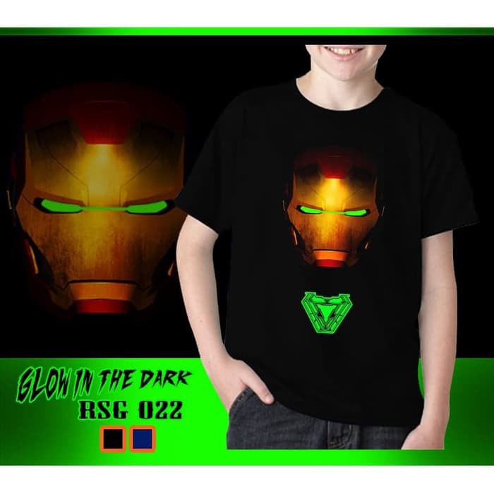 Kaos Anak Laki-Laki Iron Man New Glow in the dark Baju Atasan Tanggung Rhymes