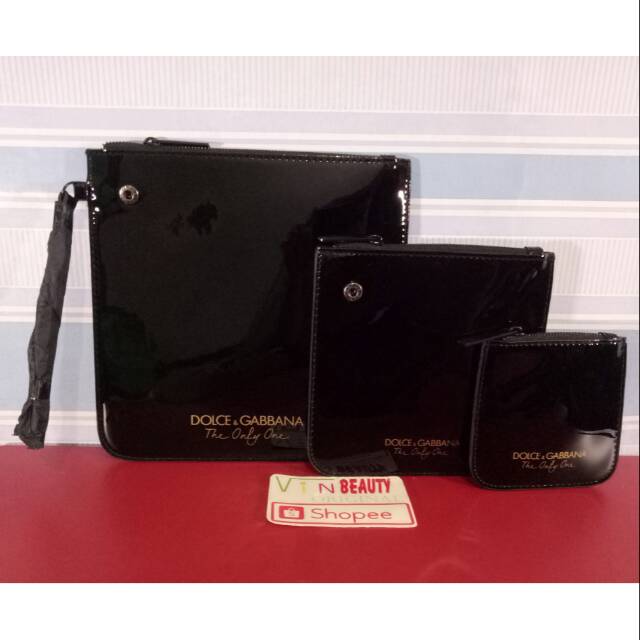 Pouch / Dompet Isi 3 Pc By Dolce &amp; Gabbana OriginaL Seri The Only One Hitam Murah