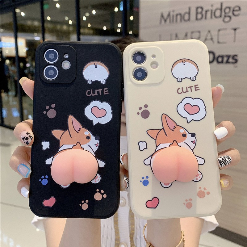 Soft Case Desain Pantat Corgi 3d Anti Jatuh Untuk Iphone