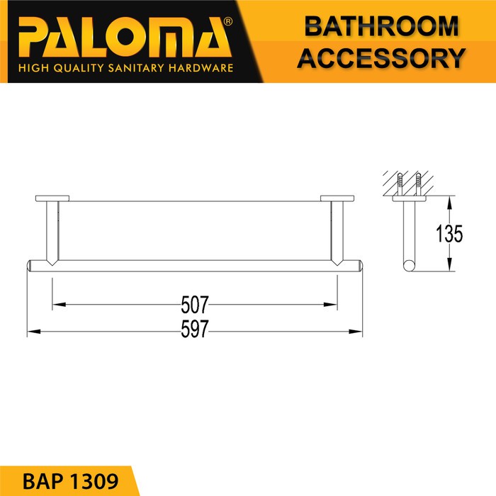 PALOMA BAP 1309 Rak Kaca Tempat Sabun Glass Shelf Dinding Kamar Mandi