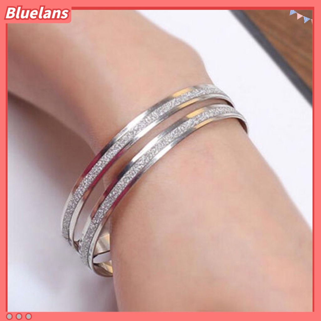 Bluelans Bangle Exquisite Fadeless Women Simple Middle Frosted Circle Bracelet Dating