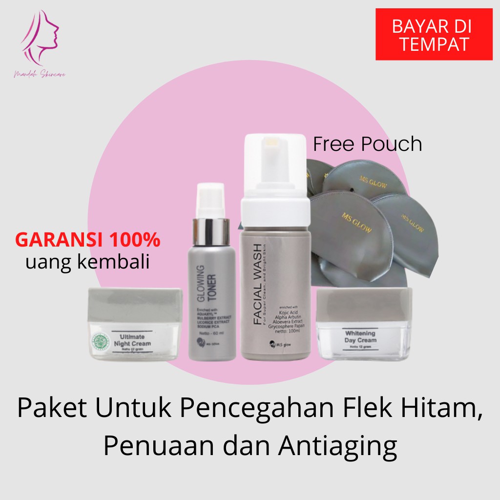 MANDAH Skincare Perawatan Kecantikan Pembersih Flek Wajah Paket Ms Glow Ultimate Series Original BPO