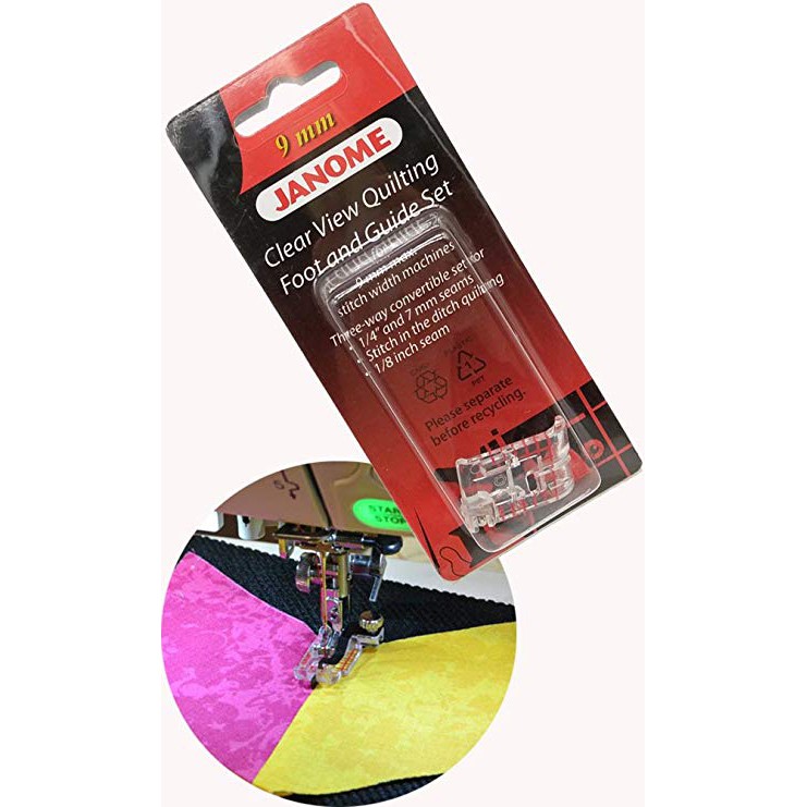 Sepatu 1/8&quot; - 1/4&quot;Clear View Quilting &amp; Guide Set (9mm) JANOME - 202089005