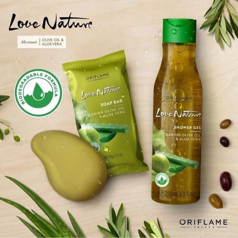 Love Nature Shower Gel Caring Olive Oil &amp; Aloe Vera / Soap Bar