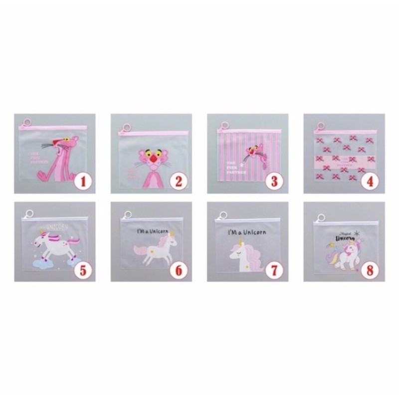 

POUCH / tempat pensil ZIPPER BAG TRANSPARAN - UNICORN - PANTHER - KAKTUS {RANDOM}tempat make up mask