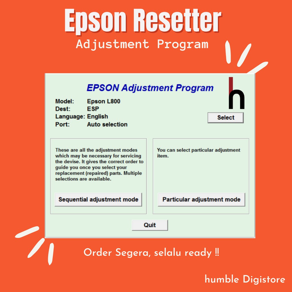 

Epson L800 Program Resetter / Waste Ink Pad Counter Reset