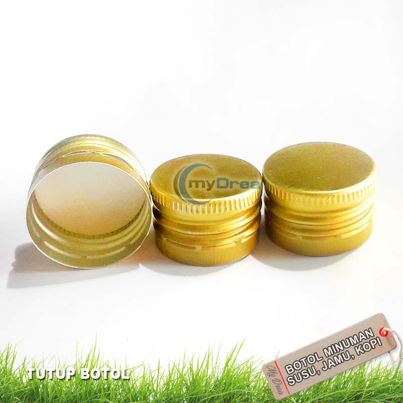 TUTUP BOTOL ALUMUNIUM GOLD DRAT ULIR 28 MM MARJAN GS SODA TANPA BOCOR