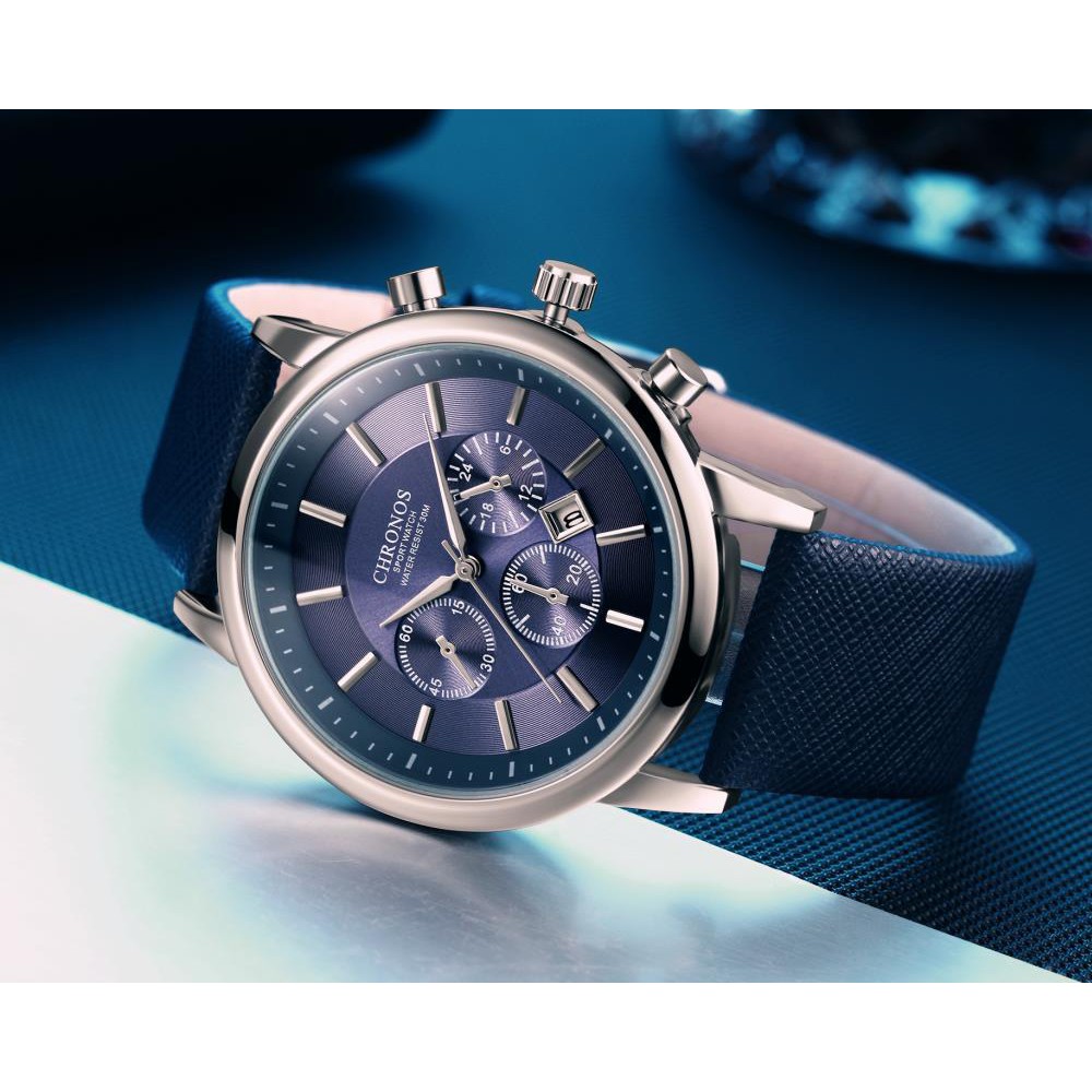 (BISA COD) CHRONOS MAVERICK Jam tangan kulit mewah pria arloji pria luxury men's watch Keren