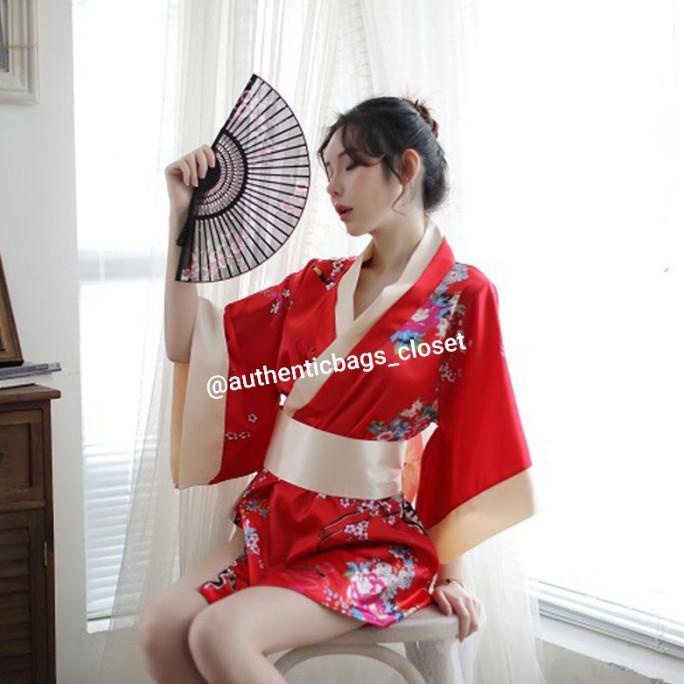 Lingerie Murah Hiruky Costume Kimono Night Dress Lingerie - Merah