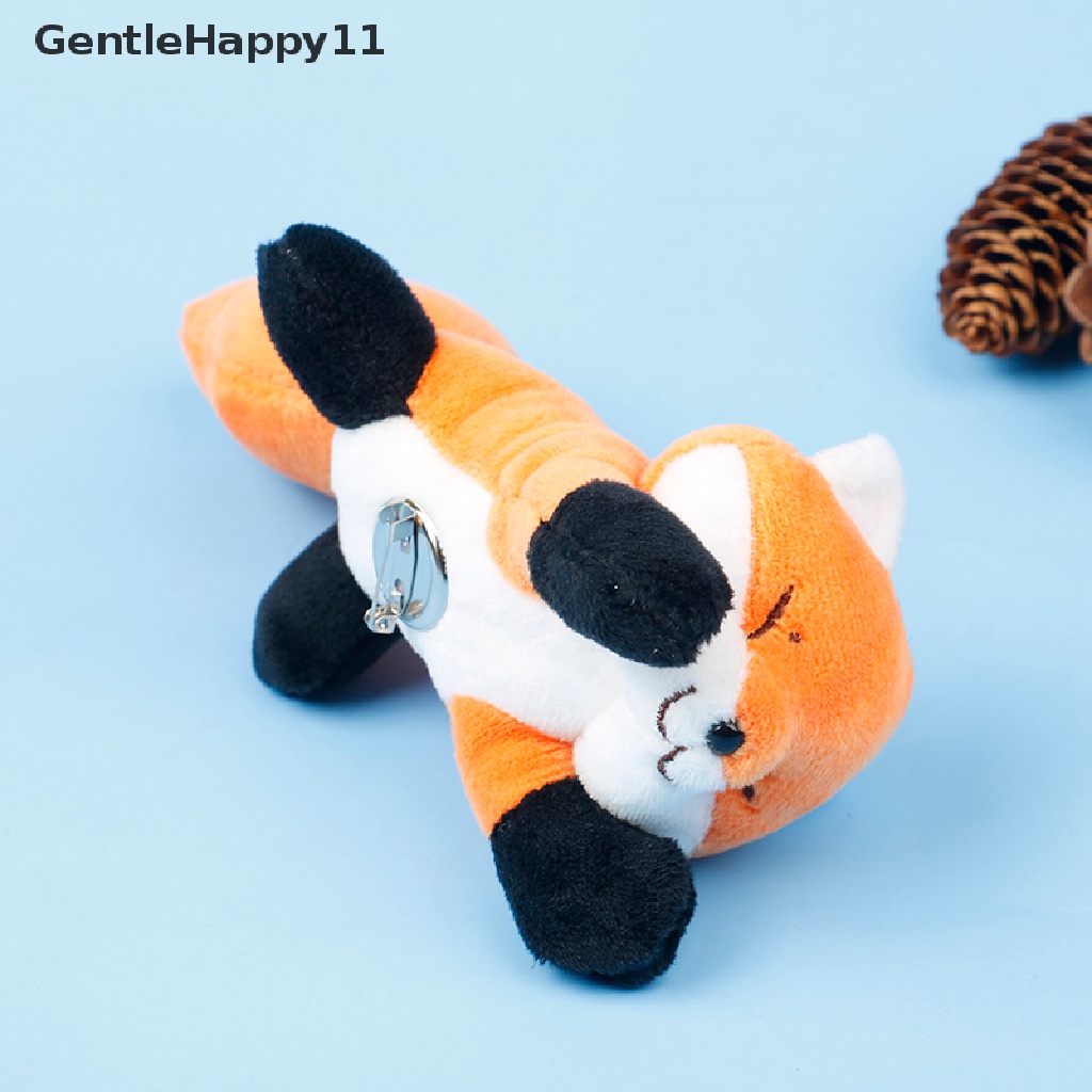 Gentlehappy 1Pc Bros / Pin Boneka Rubah Kartun Mini Bahan Plush Untuk Aksesoris Tas / Pakaian